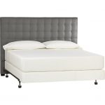 extra big grey headboard for king bed white tone mattress and white pillows