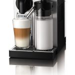 minimalist automatic coffee maker with a tube for milk and a direct water line feature