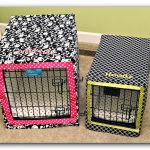 cheerful patterns and color dog crates with bedding