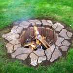 cool diy nice adorable wonderful creative in-ground-fire-pit with classic stone design with small brick wall concept