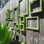 green square-theme decoration for outdoor fences old and shaby look wood planks fence