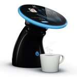 modern futuristic adorable cute elegant calm coffee maker with nice digital unction with round touch screen system with black design