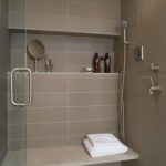 modern-nice-adorable-built-in-shower-with-brown-grey-design-concept-and-nice-small-towel-rack-with-nice-modern-shower-fixture-with-glass-door