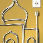 a creative mosque sketch from electrical cord
