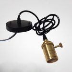 brushed bronze lamp kit in gold for DIY pendant lighting with black electric cable