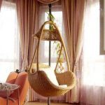 cute chairs that hang from the ceiling with cushion in living room together with comfy chairs and beautiful window curtain decoration in living room