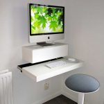 small ikea wall desks for small spaces with round chairs and monitor for home office