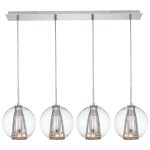 four hanging bulb pendants on track from george kovacs lighting catalog with stunning inner design