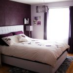 bed bedroom girl pillows purple rug lamps curtains