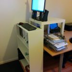 standing desk computer table files rug