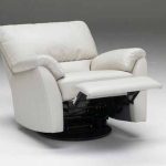 Deep upholstered swivel recliner idea in white colour with  cozy armrest feature