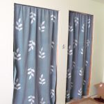 White Leaf And Blue Color Of Curtains Door With Two Different Rugs