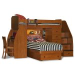 Wooden Style Of Bunk Bed With Two Beds Shelfs Drawers Chair