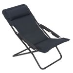 Black Steel Outdoor Folding Chair With Small Pillow On Head