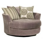 Semi rounded velvet lounge chair in big size with three accent pillows