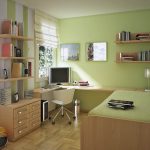 Attractive Green Wall Color With Corner Small Bedroom Desks And Simple Bed
