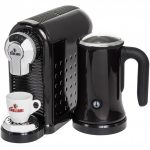 Black Espresso Machine With Milk Frother For Home