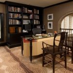Home Office Ideas With Bookshelf Glass Top Table And Wooden Chair