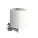 Modern Grey Metal Vertical Toilet Paper Holder With White Toilet Paper
