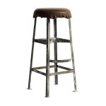 Original Vintage Metal Bar Stools With Leather Style