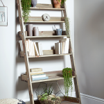 RUstic Ladder Shelving Unit With Fresh Plants Decor