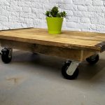 Solid wood coffee table with wheels
