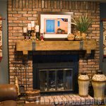 Stone Rustic Mantel Decor With Candle And Fireplace Cover