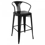 black glossy vintage metal bar stools featuring back and arm for elegant kitchen bar ideas