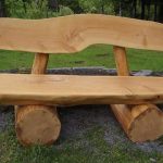 elegant wooden bench log design with backrest in the outdoor living space