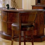 traditional home bars ikea in curved shape and wooden upholstered stools in dark finishing for comfortable bar ideas