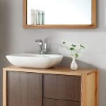 vintage brown wooden image of bathroom vanity idea three drawers and modern white sink and unique faucet and framed wall mirror