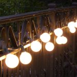 An arrangement of string lights for creating vintage look in outdoor area
