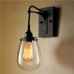 Battery operated wall lamp idea with clear glass lampshade