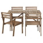 Rustic Wooden Outdoor Bistro Set Ikea With Four Chairs