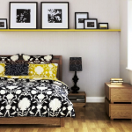Sweet yellow shelf over bed in full length a wooden bed frame with headboard black and white bed comforter set idea low profile wooden bedside table with black table lamp