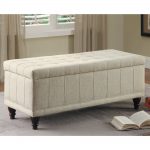 White Fabric End Of Bed Storage Bench