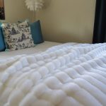 White Modern Faux Fur Blanket Queen On Bed
