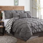 Grey White Comforter Sets For Men With Round Rug