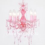 Mini Pink Chandelier For Girls Room With Crystals