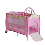 Pink And Cream Color Theme Of Baby Travel Bed