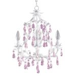 White And Pink Chandelier For Girls Room