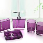 A package of luxurious bath accessories in purple