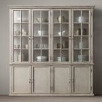 Cool shabby white sideboard with hutch for keeping and organizing the dishware