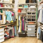 Corner storage system by Elfa for wardrobe footwear and bags