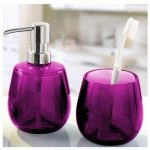 Gorgeous purple glass accessories for tootbrush and liquid bodysoap