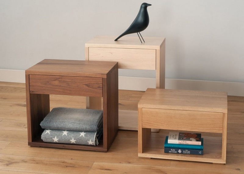 wooden side tables with under shelving unit