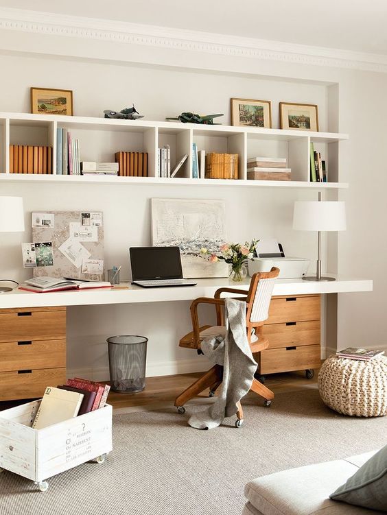 modern home office with larger wall organizer