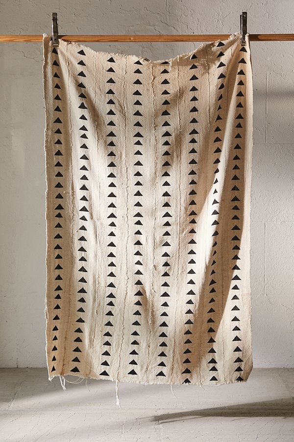 Mali inspired hanging art made of cotton with black mud triangle prints