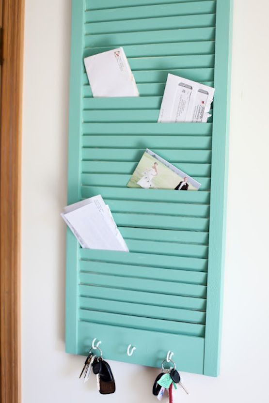 window shutter panel in blue for sticking notes and letters