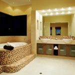 Lovable Toilet Design With Mirrors Ideas Wall With Storage Below The Vainness Double Sink As Effectively Brown Tile Bathtub Cover plus Lighting Ceiling